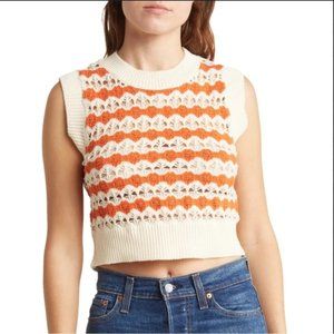 FRNCH Paris Crochet Crop Sweater Vest size S/M